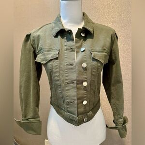 EUC Veronica Beard Crop denim jacket. Army green